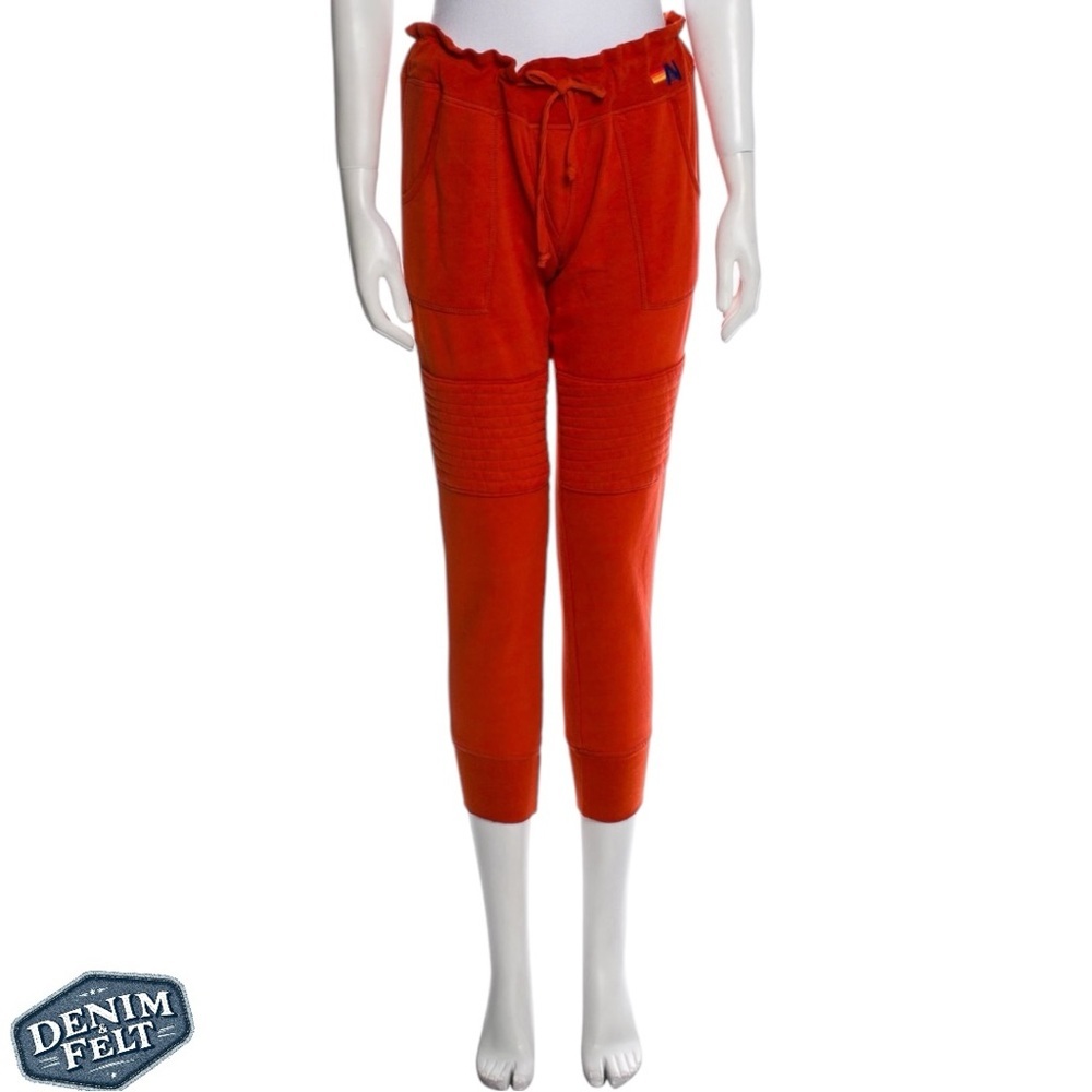 Aviator Nation Moto Jogger Sweatpants Burnt Orange Ruffle Waist Size Medium